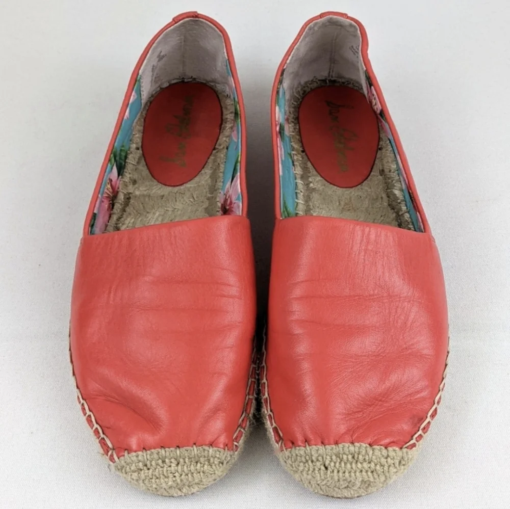 Sam Edelman Lynn Leather Espadrille Jute Toe Cap Slip On Beachy Coastal Orange 8